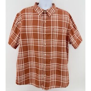 Marmot Plaid Hiking Shirt Mens XXL Burnt Orange Short Sleeve Outdoor 2XL